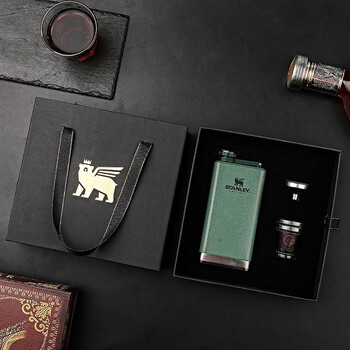 STANLEY酒壶随身不锈钢小酒壶男士便携白酒壶威士忌装酒壶户外扁平小酒壶 礼盒装236ml绿色-探险款