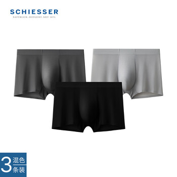 SCHIESSER 舒雅 男士Becover系列透气中腰平角内裤 混色3条装