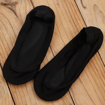 久耐韩国高端冰丝船袜女夏 足弓加厚按摩 减压气垫 隐形袜套 黑色