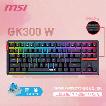 MSI微星FORGE GK300W机械键盘游戏电竞三模无线键盘 微星 FORGE GK300 W 青轴 机械键盘