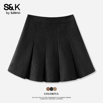 班尼路S&K系列半身裙子女装A字时尚潮流短裙2026新款高级感小个子夏季装 黑#纯色 S
