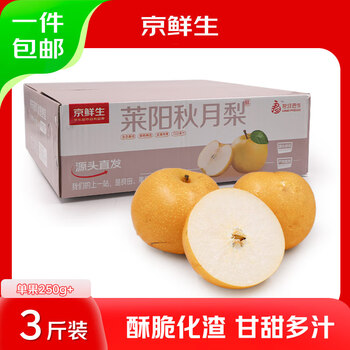 京鲜生 山东莱阳秋月梨 净重3斤 单果250g以上 生鲜水果 源头直发