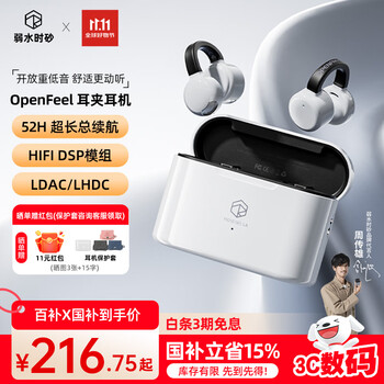国家补贴:弱水时砂 OpenFree 耳夹式真无线蓝牙耳机 月影白 Type-C