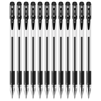 文熙阁自由马中性笔05mm子弹头经典办公水性笔签字笔ho1001黑色色12支