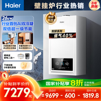 海尔 Haier 双冷凝超一级能效平衡式燃气壁挂炉 LL1PBD26-JN7EcoNXPMU1