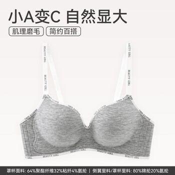 芬腾舒适聚拢防下垂收副乳透气无痕无钢圈大胸小胸一体式女士文胸罩 1173花灰 【小胸显大立体】 M 【推荐75AB】
