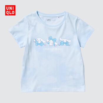 优衣库童装女童UT SANRIO印花短袖T恤三丽鸥大耳狗玉桂狗474738 60 浅蓝色 110