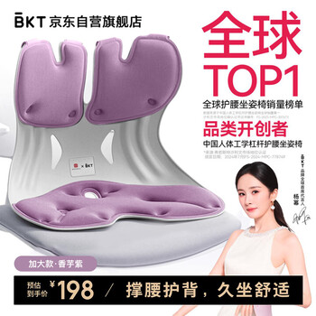美凯腾 护腰坐垫办公室护腰久坐人体工学腰靠垫椅子J.Dear京东 加大版-香芋紫