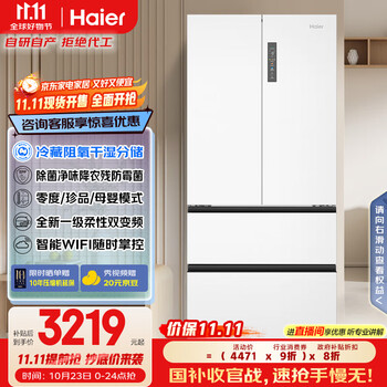 国家补贴：海尔 Haier BCD-510WGHFD59WVU1 法式多门超薄嵌入式冰箱 510L 白色