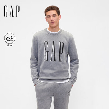 Gap 盖璞 今日好价：Gap男女装2025秋季印花logo抓绒圆领卫衣合身上衣美版542214 灰色 645634 M 美码 L亚洲码180/96A