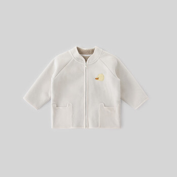 巴厘小猪儿童羊羔绒外套秋冬季加绒加厚外衣男童保暖上衣女童冬装宝宝衣服 奶白 110