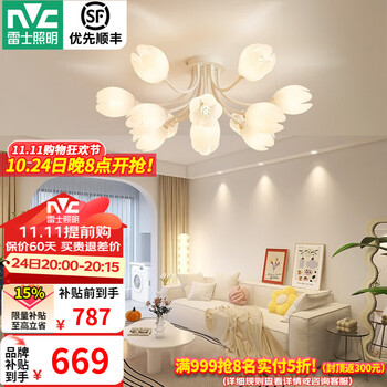 雷士 NVC 奶油风花蕾造型法式吊灯