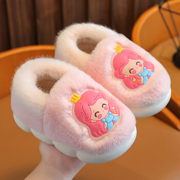 女童棉拖鞋带跟包跟小女孩小学生宝宝冬季室内居家可爱公主小孩儿童