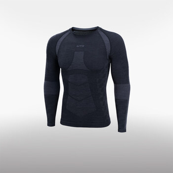 悠途（UTO）美利奴羊毛速干衣裤男女户外运动跑步滑雪保暖内衣 黑灰色-上衣男 XL （时尚运动款）