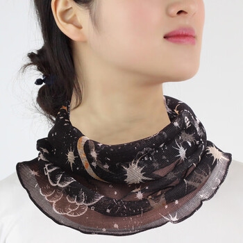 杭丝路 真丝围脖女套头薄款小丝巾韩版多功能桑蚕丝脖套假领子 星光