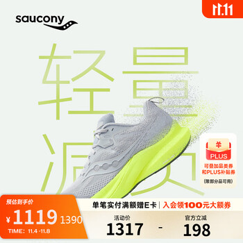 saucony 索康尼 TEMPUS 2坦途2稳定支撑型舒适慢跑训练轻量跑鞋 灰（男款） 43