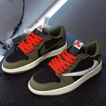 耐克(nike)月子鞋aj1闪电倒钩藤原浩白蓝黑墨绿白灰校园运动鞋男鞋