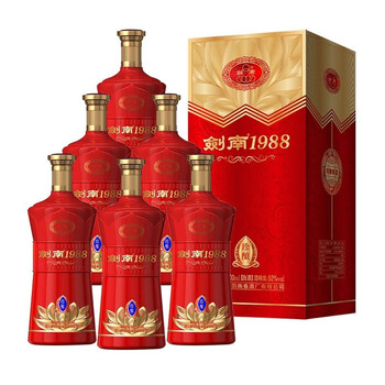 52度浓香型白酒剑南1988御藏500ml*6瓶整箱装婚宴喜酒 剑南1988珍酿
