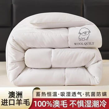 江南序澳洲羊毛被100纯羊毛冬被学生秋冬加厚羊绒被子保暖被芯 美羊羊-白 150*200冬被4斤