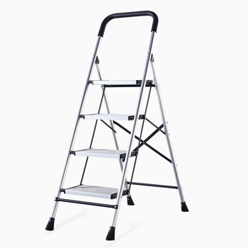 奥鹏 梯子家用铝合金加厚折叠人字梯四步铝梯宽踏板安全梯ap2124d