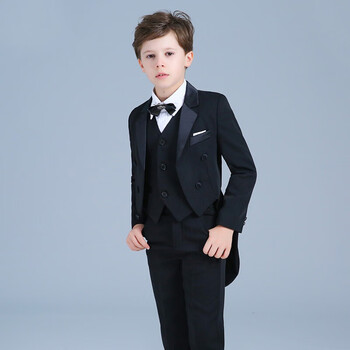 儿童燕尾服男小学生主持人服装中大童钢琴演出服男童节日礼服套装帅气