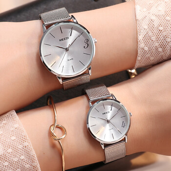 【京东拼团】新款情侣手表一对韩版学生简约1314非机械表男女士网钢带