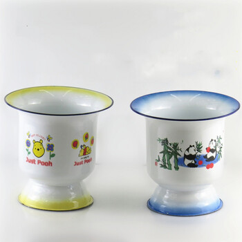 卡通款儿童搪瓷痰盂尿桶尿壶婴儿坐便器宝宝加厚搪瓷尿盆便盆 红黄蓝