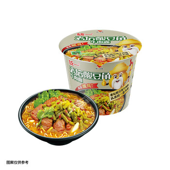 统一 方便面 泡面 来一桶酸豆角牛肉桶面113g*12桶 整箱