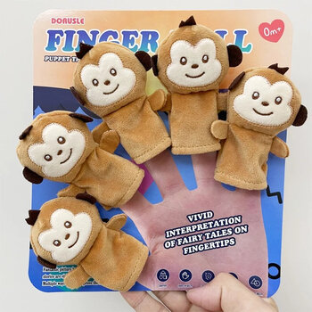 动物手指偶幼儿园教具玩偶指偶公仔手偶宝宝蒙氏早教婴儿布偶玩 5只小