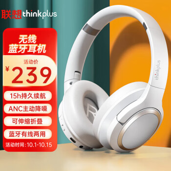 联想TH40白灰色蓝牙耳机价格走势|无线降噪，适用多种设备