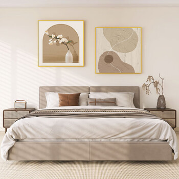 艾格辰卧室装饰画感原木风主卧床头两联挂画侘寂风客厅墙面抽象壁画 素雅A款-金色 PVC【小款】40*40*2副