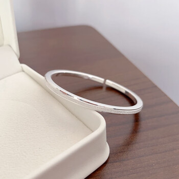 周大福满天星银手镯女999小众设计清冷感年轻款闪砂足银镯子 约25 5克