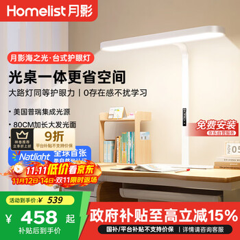 月影家居 月影海之光台式桌面护眼大小路灯儿童学习全光谱阅读台灯
