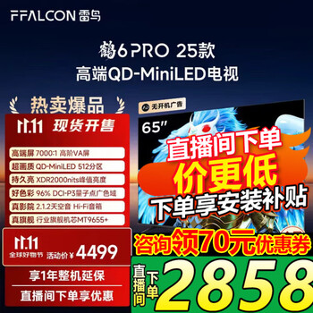 雷鸟 FFALCON 鹤6 Pro系列 25款 65S595C Pro 液晶电视 65英寸 4K
