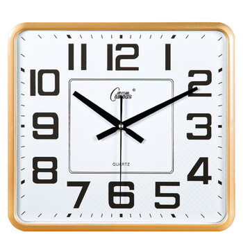 康巴丝(compas)现代客厅挂钟时尚万年历钟表简约个性大号长方形石英钟