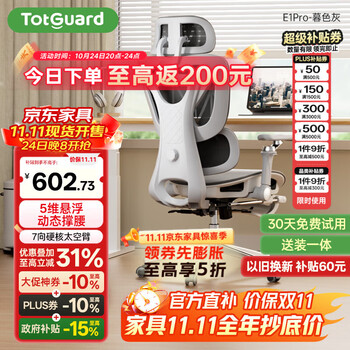 Totguard 人体工学椅电脑椅办公椅子电竞椅学习椅人工力学椅 E1Pro-暮色灰