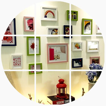 5寸相框墙套装相册模板钉心形组合风格卧室装饰照片墙挂纸相框kb 17框