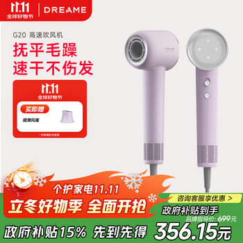 dreame 追觅 韶光G20家用电吹风恒温速干吹风筒负离子高速护发无叶吹风机送礼礼物 丁香紫AHD12B