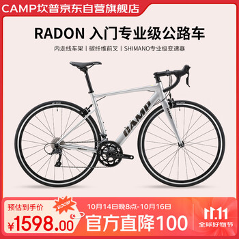 坎普RADON 公路车单车圈刹运动赛车碳纤维前叉自行闪银色18速 500码