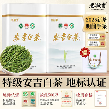 恋凝香正宗安吉白茶 浓香型明前特级绿茶叶 2025年新茶礼盒装250g共2罐
