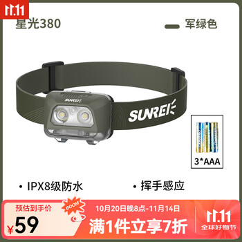 山力士 SUNREE 星光480 高海拔头灯 IPX8