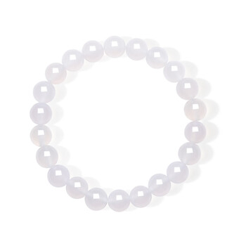 周六福情人节礼物  水晶玛瑙玉髓手串男女款绿幽灵超七招财手链 安康吉祥-白玉髓 8mm