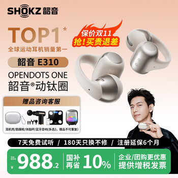 国家补贴：韶音 E310 耳夹式真无线动圈蓝牙耳机 星际白 Type-C