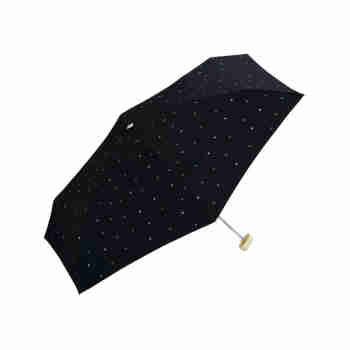 WPC日本品牌防UV紫外线五折遮阳伞小巧时尚折叠 精致便携晴雨两用伞 五折伞-小星星 纯黑色