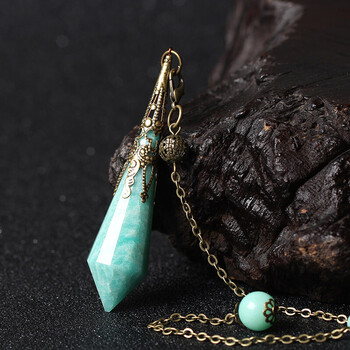 灵摆占卜吊坠能量石水晶灰月光粉紫白茶黄蓝砂黑曜石灵摆项链 天然