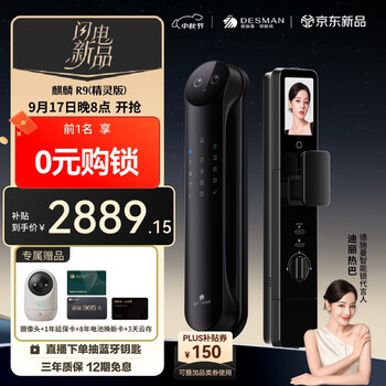 国家补贴：德施曼 DESMAN 麒麟 R9（精灵版）智能门锁 Ai智能管家