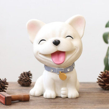 存钱罐小狗泰迪法斗博美柴犬搪胶储蓄罐开心萌宠存钱罐小狗狗防摔生日