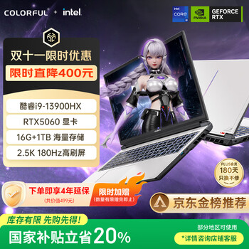 PLUS会员、国家补贴：七彩虹 COLORFUL 隐星P16 Pro 16英寸 游戏本 (i9-13900HX 16G 1TB RTX5060 180Hz）