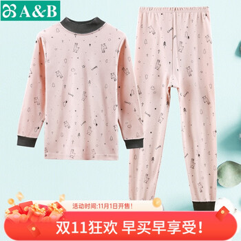ABAB内衣精梳棉女童保暖套装纯棉儿童半高领宝宝秋衣秋裤 快乐羊驼 140