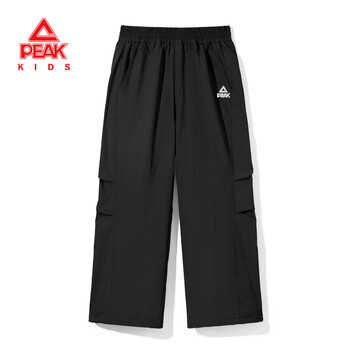 匹克童装儿童加绒裤2025新款男童裤子秋冬抽褶软壳裤女童运动裤保暖裤 【加绒抽褶软壳裤】黑 110